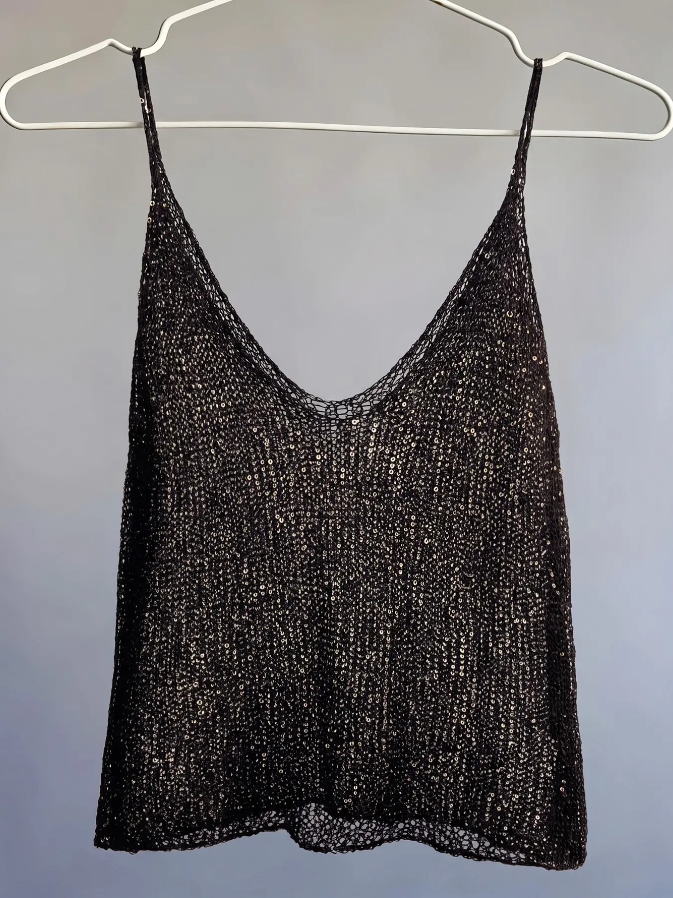New Sequined Cut Out Cami, Thickened Acrylic, V Neck Sleeveless Top, Keyhole Back, Casual Elegant Style, All Seasons Beachwear