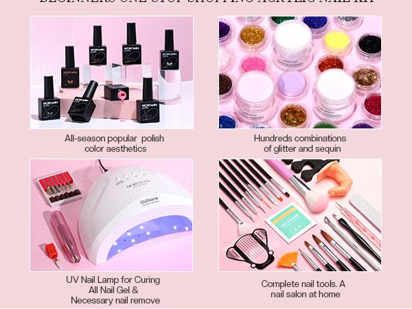 MOROVAN Blossom Acrylic Nail Kit : Blossom Series for Beginners with Everything - Complete Nail Kit Set Professional Acrylic with Everything Acrylic Nail Starter kit Acrylic Nail Supplies Gifts for Women Girl