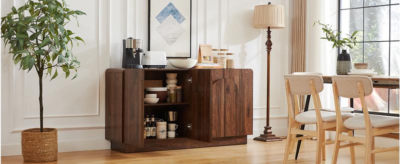 【FallDealsForYou】ONBRILL 31.5”/60“ Sideboard Buffet Cabinet with Storage, Farmhouse Curved Design Accent Cabinet with Doors & Adjustable Shelves, Modern Coffee Bar Credenza for Living Room, Kitchen, Hallway 【FallDealsForYou】ONBRILL 31.5”/60“ Sideboard Buffet Cabinet with Storage, Farmhouse Curved Design Accent Cabinet with Doors & Adjustable Shelves, Modern Coffee Bar Credenza for Living Room, Kitchen, Hallway