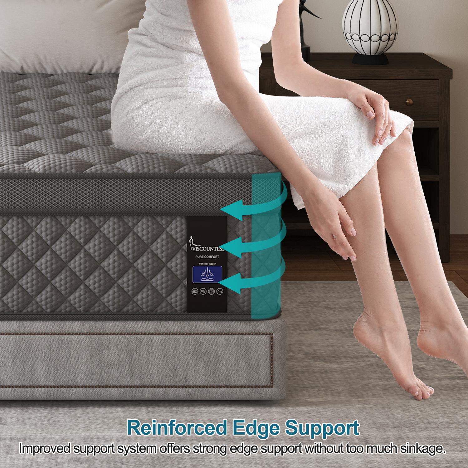 Twin Full Queen King Mattress, 10"12" 14"Hybrid Mattress with Gel Memory Foam and Individually Pocket Innerspring Euro Top Mattresses Medium Firm for Motion Isolation, Edge Support