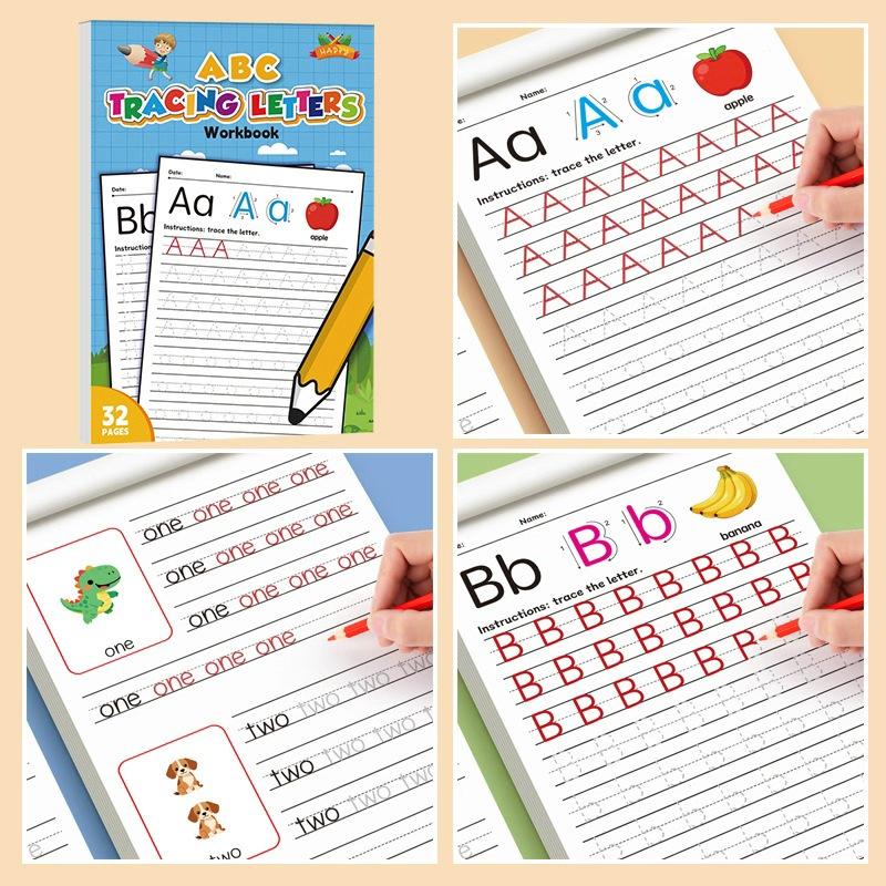 English Alphabet Tracing Book, Fun Coloring Practice Notebook, Kindergarten Early Education, Pen Control Training, Handwriting Workbook, Learning Materials