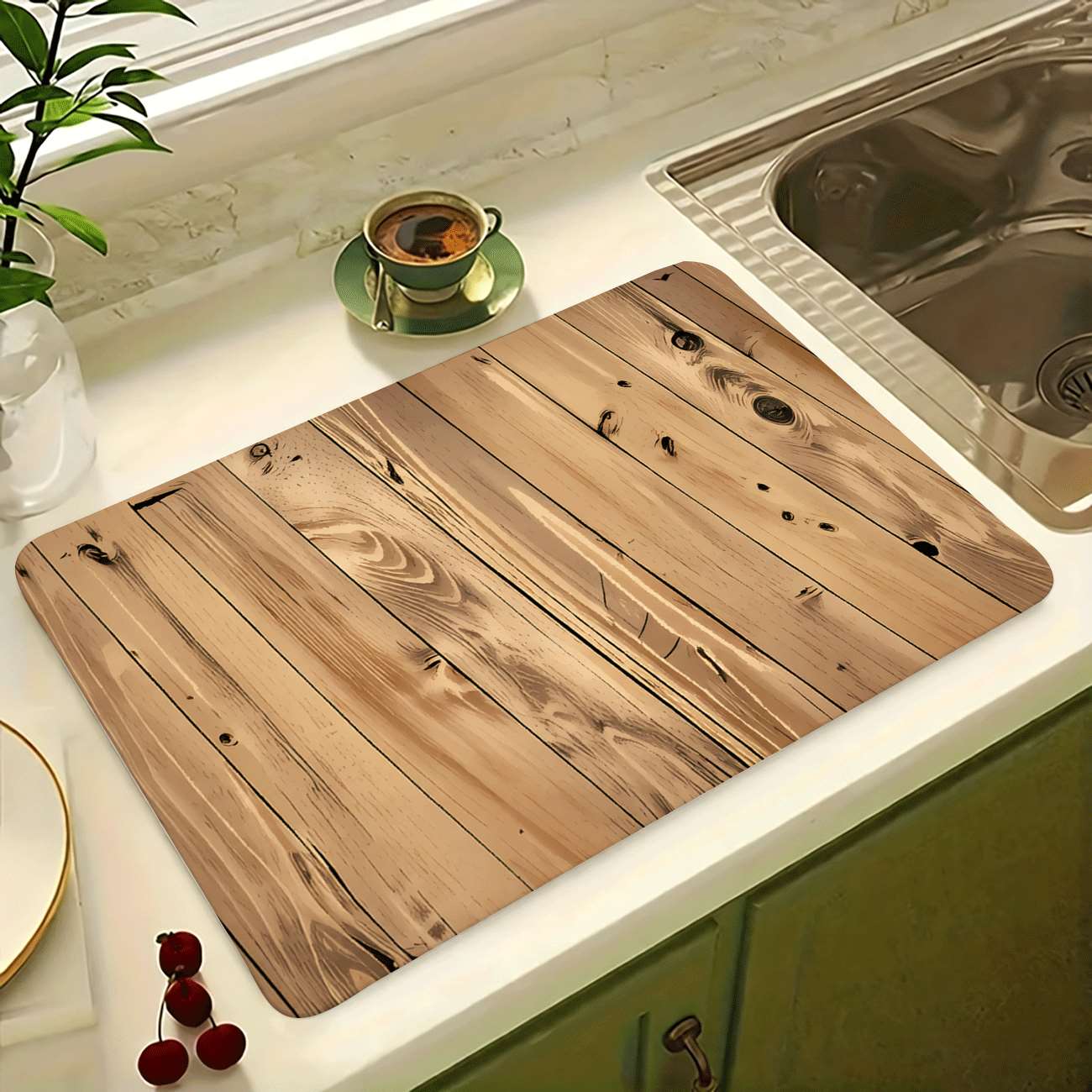 Multi-Functional Kitchen Bar Coaster, Vintage Wood Letter Print Rubber Mat, Easy Clean, Waterproof, Non-Slip, Durable, Home Decor