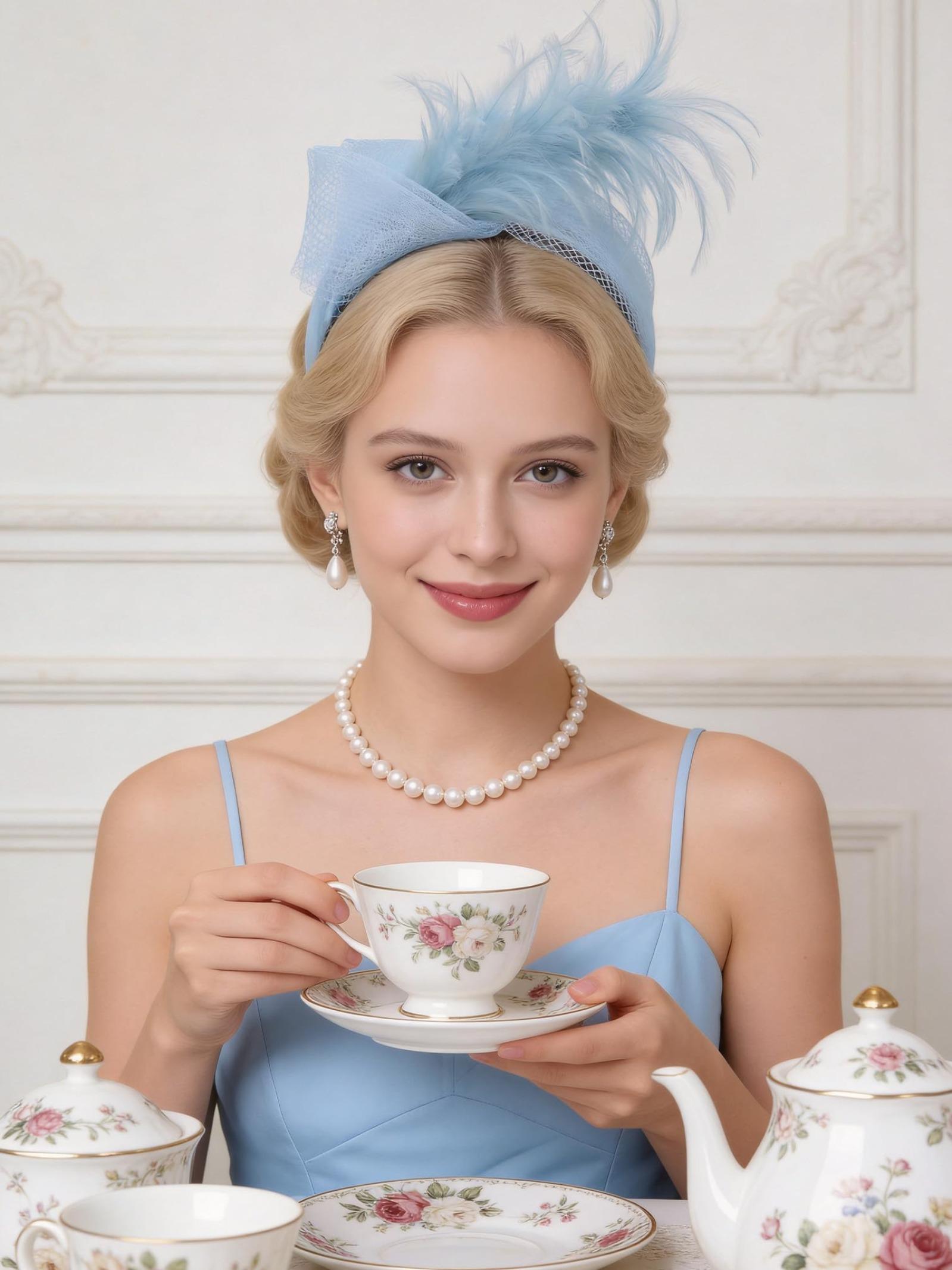 Feather Fascinators Headband Women's Tea Party Hat for Kentucky Derby, Cocktail, Wedding, Fancy Dress Party for Evening Wear and Special Occasion Vintage Looks Brooch Sweet and Cute Women's Hair Accessories ﻿