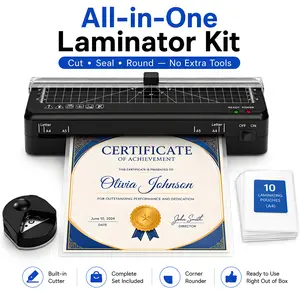 4-in-1 Portable A4 Laminator Machine with Built-in Cutter, 60–90s Warm Up, ABS Jam Release, Corner Rounder and Pouches, Compact Thermal Laminator for Photos, Documents, Cards, Home, Office and School