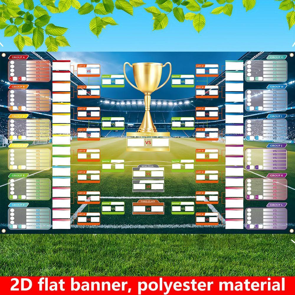 2D Flat Polyester Photography Backdrop Banner, HD Digitally Printed Football Tournament Bracket Design Cloth, Soft Lightweight Foldable Machine Washable Photo Booth Prop for Soccer Game Day Celebrations, Banners, Party Decorations Banners, Backdrop Decora