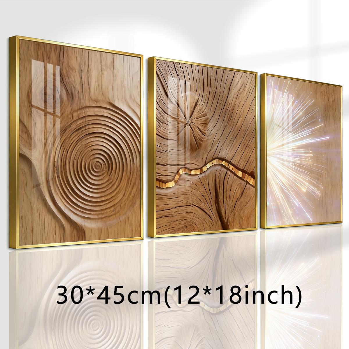 3 Counts Aluminum Alloy Framed Painting, Abstract Wood Texture And Light Burst Pictures, Home Decoration For Living Room, Bedroom, Office, Restaurant, Hallway Wall Decor, Odorless Print Artwork, Luxury Perfect Gift For Friends And Family