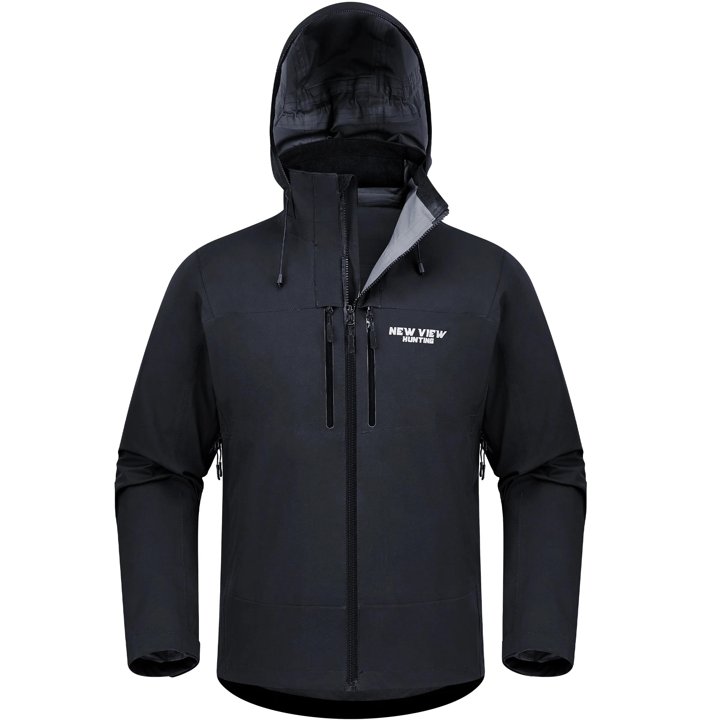 NEW VIEW Lightweight Rain Jackets for Men Waterproof with Hood, Hard Shell Stretch Rain Coat for Outdoor Travel