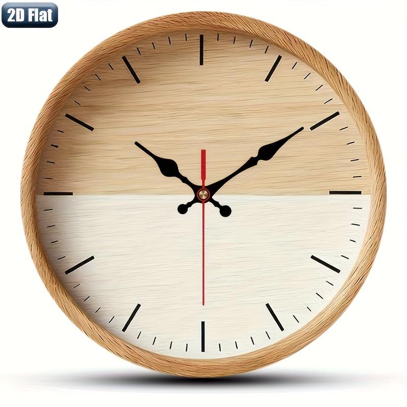 2D Flat. 1pc. Natural Wood Grain Themed Wall Clock, Silent Decorative Clock, Creative Wall Clock, Suitable for Decorating Bedrooms, Living Rooms, And Offices, Available in 25/30 cm (Batteries Not Included)