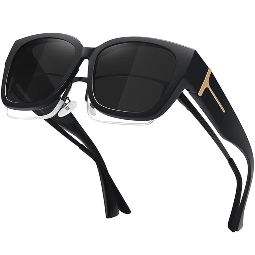 2Pcs Oversized Square Sunglasses for Women Men Frame Polarized UV400 Protection Stylish Comfortable Fit for Driving Fishing Cycling