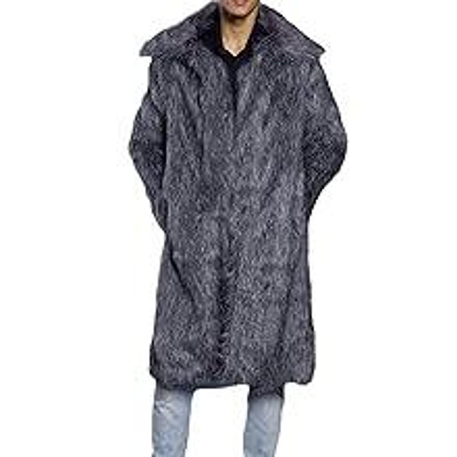 Men's Winter Fluffy Faux Fur Long Coat Parka Overcoat Outwear