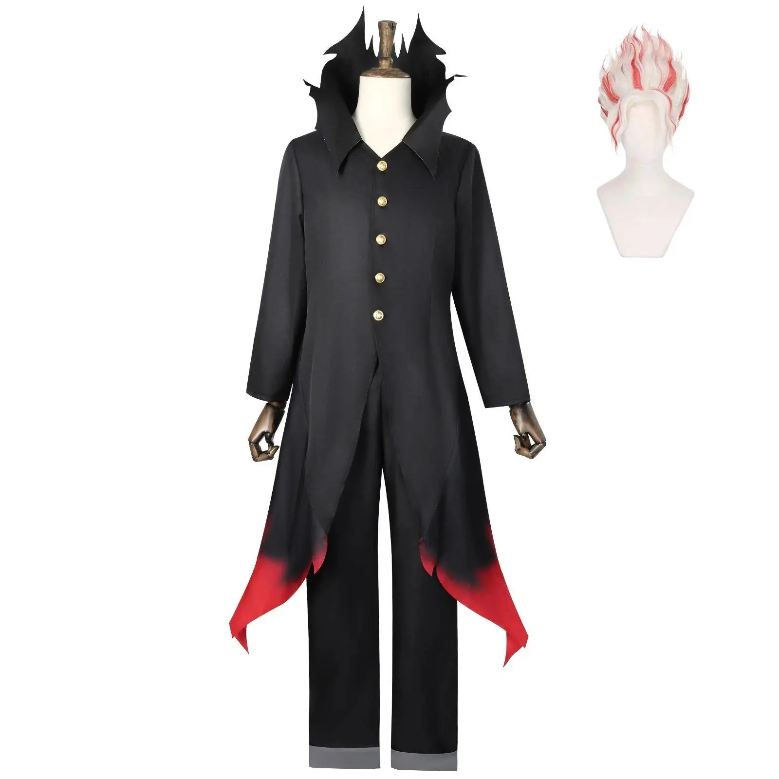 Ken Takakura Ken Okarun Dandadan Cosplay Costume Turbo Granny Mode High Necked Trench Coat Red Black Outfit Halloween Party Suit