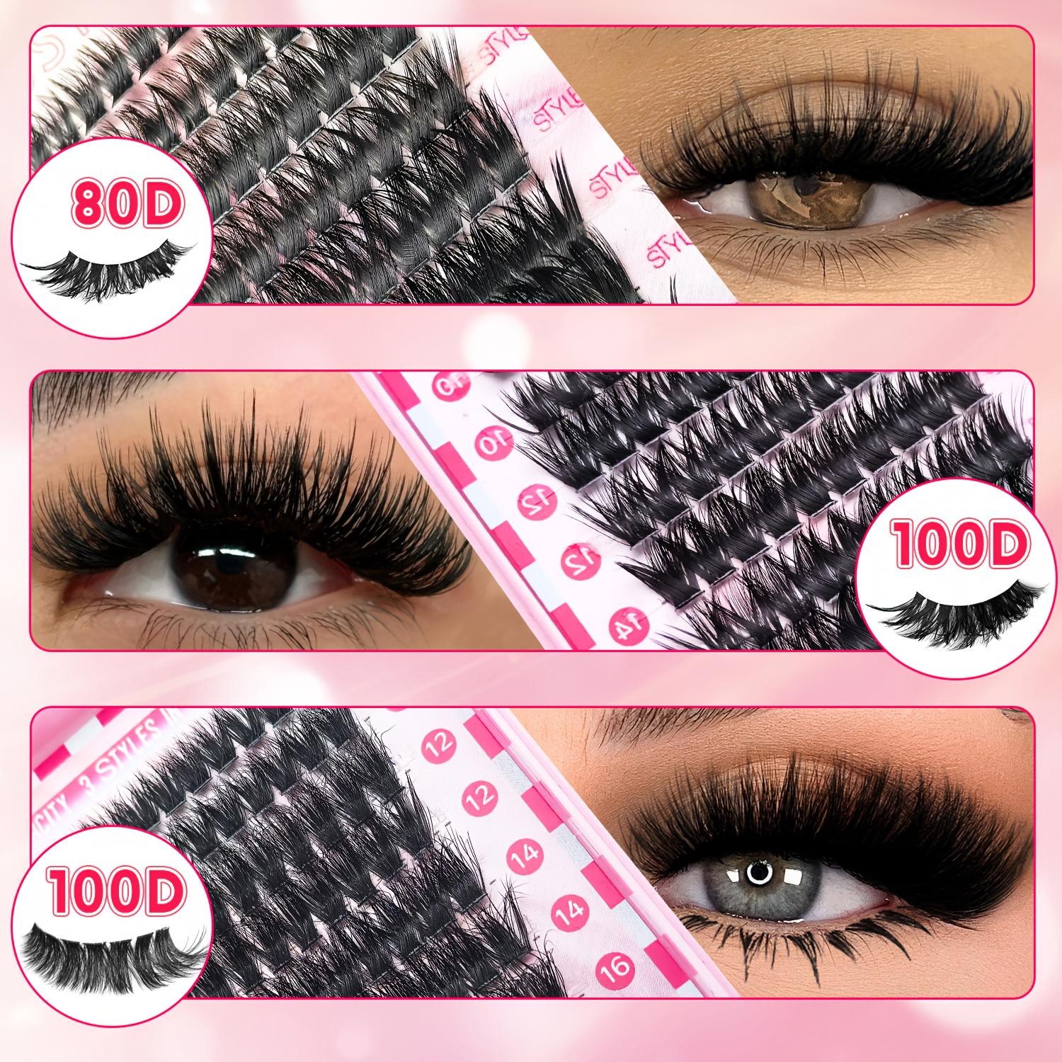 12 Kinds of Eyelash Cluster Kits, Mega/Ultra/Dramatic/Volume/Full/Spikes/ Bottom Lashes Clusters Kit Waterproof Lash with You Need for Beginners & Proficient, Dlyat Home Easily, Soft Comfortable Easy Apply Natural Look for Makeup Daily