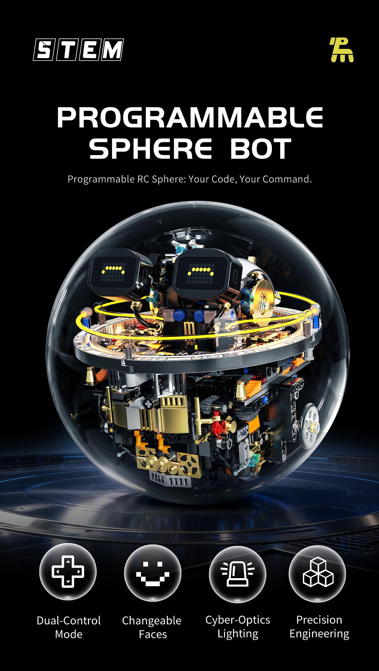 Programmable Sphere Robot RC Kit 804pcs, Stem Education Coding & Assembly Toy, Ideal Gift for Engineers, Architects, Parents