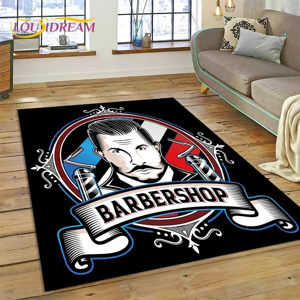 Vintage Barbershop Portrait Flannel Area Rug - Retro Hairstyle Salon Print Soft Mat for Barber Shop & Home, Non-Slip Man Cave Decor#BarbershopRug #VintagePortraitMat #RetroSalonDecor #ManCapeCarpet #NonSlipFlannelRug