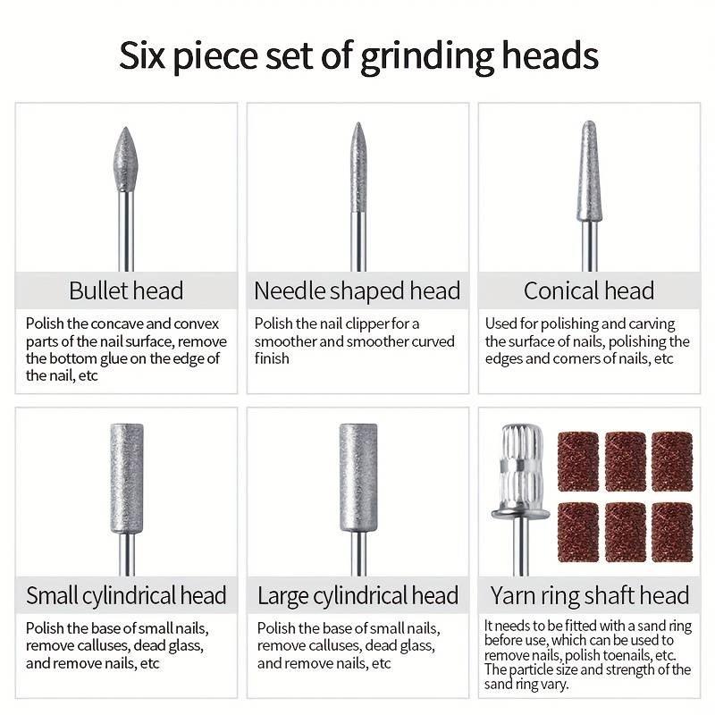 BASIC SUPPLY Professional electric nail polishing machine, LED display screen, multiple polishing heads, 32 adjustable gears, forward and reverse rotation polishing, high-efficiency power, compact design, perfect gift for female nail art