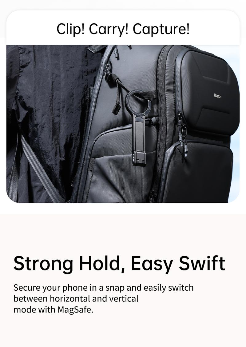 ULANZI MA30 Magnetic Phone Tripod Stand for iPhone - Aluminium Smartphone Mini Tripod Foldable Pocket Cell Phone Stand Dual-Sided Magnet Quick Mount Compatible with iPhone 16 15 14 13 12 Magsafe