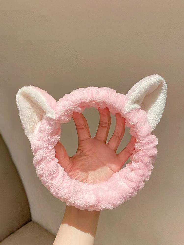 Hairband Cat Coral Plush Headband Cute Soft Hair Bow Headband Hairband Wash Face Makeup Headband Bandage Girl Accessories