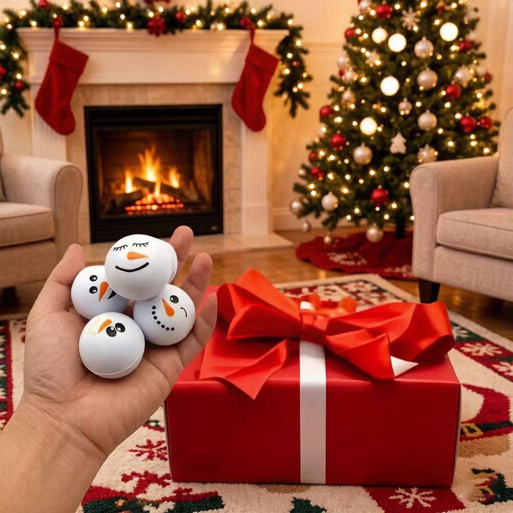 20pcs New 4cm PU Ball Christmas Snowflake Snowman Balls, Various Expressions, Holiday Decorations, Party Supplies, Gift Ideas