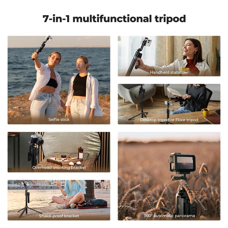 K&F CONCEPT 71" Face Tracking Tripod for iPhone, Auto Face Tracking Selfie Stick, Auto Face Tracking Tripod 360 Totation with Stand, Gesture Control, Remote Control