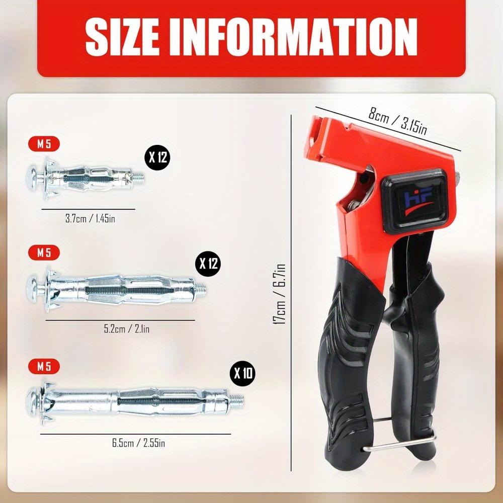 Metal Cavity Dowel Set with  Metal Dowels, Plastic Material Mounting Pliers, Non-Electric, for Cavity Dowel Pliers, Screws in 3 Sizes, Cavity Dowel Pliers, Perfect with Cavity Walls, Plasterboard, Wood Chip