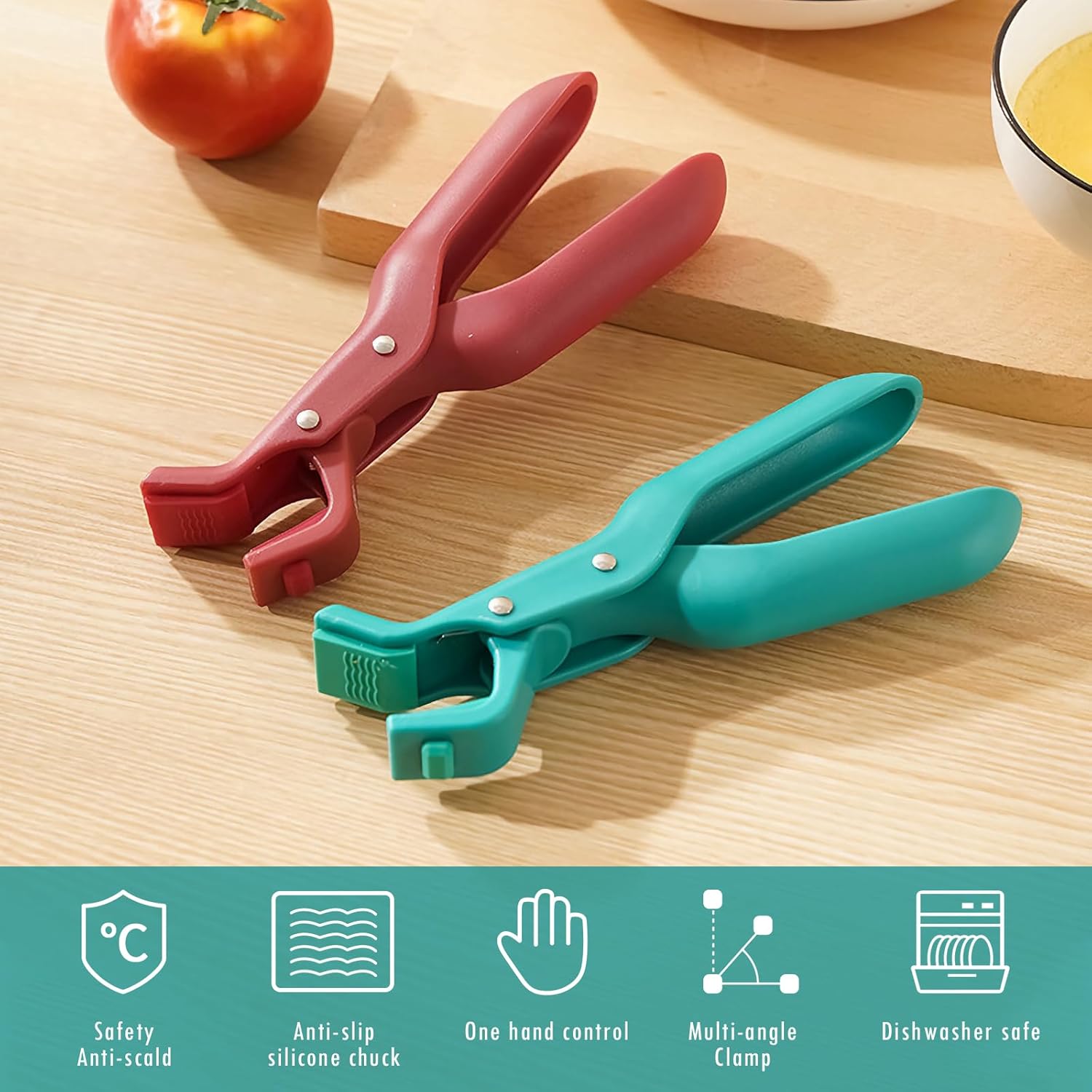 Hot Plate Gripper, Multi-Functional Anti-Scalding Tool, Kitchen Tongs Clips, Cooking Silicone Anti-Slip Anti-Scalding Plate Clips, Suitable for Bowls, Plates, Frying Pans, Can Be Used As Stand, Clip, Pliers, Kitchen Utensil, Kitchen Gadget