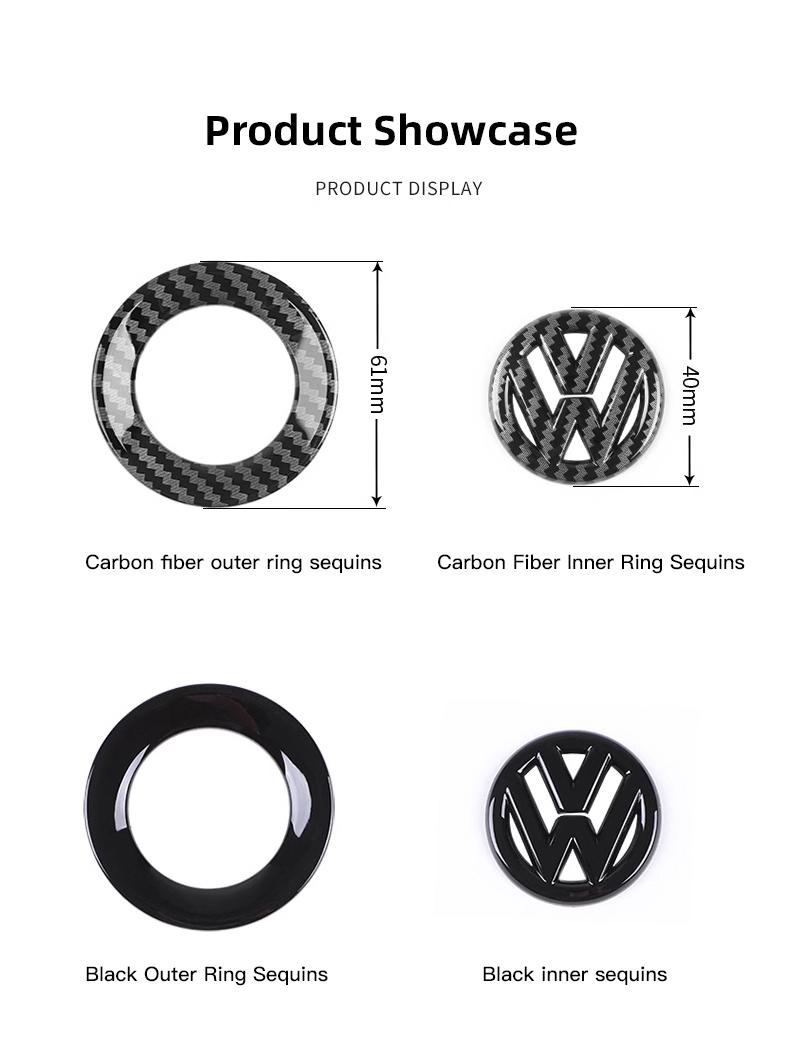 Car Steering Wheel Center Emblem ABS Logo Stickers, Sticker For Cars, Interior Accessories Ring Cover For VW Volkswagen Atlas Jetta Touareg Golf Polo GTI Taos Passat Tiguan Arteon Caddy Beetle Amarok Transporter