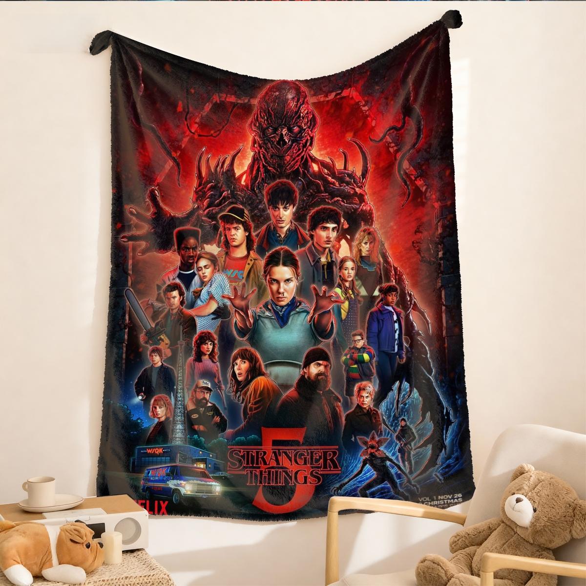 Stranger Things Season 5 Flannel Throw Blanket - Large, Soft, Lightweight & Warm - Perfect for Bed, Sofa, Office, Camping & Travel - Christmas & Winter Gift