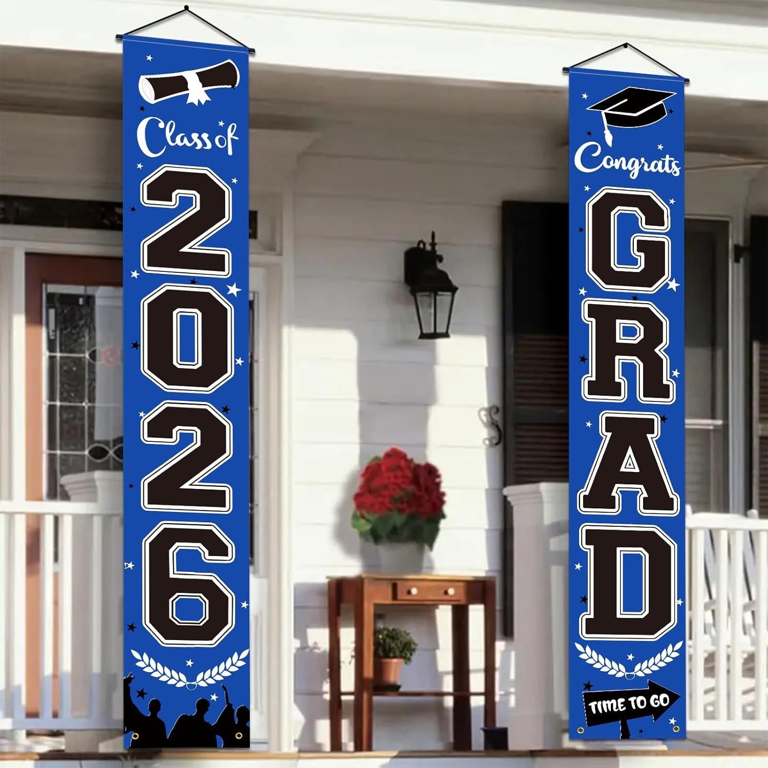 2026 Graduation Banner, 71x12 Inches, Blue, Perfect for Graduation Decorations, Congratulations Banner for Special Occasions