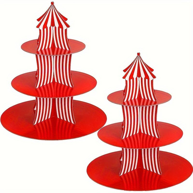 Carnival Theme Cupcake Stand, Circus Clown Tent Three-Tier Paper Birthday Dessert Display Rack, Restaurant Party Decoration