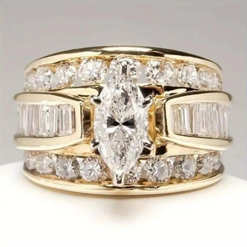 1pc Shining Elegance  Decor Ring For Wedding Engagement Promise Bride eternity Ring Anniversary Ring  Valentine's Christmas Day Gift Marriage Ring