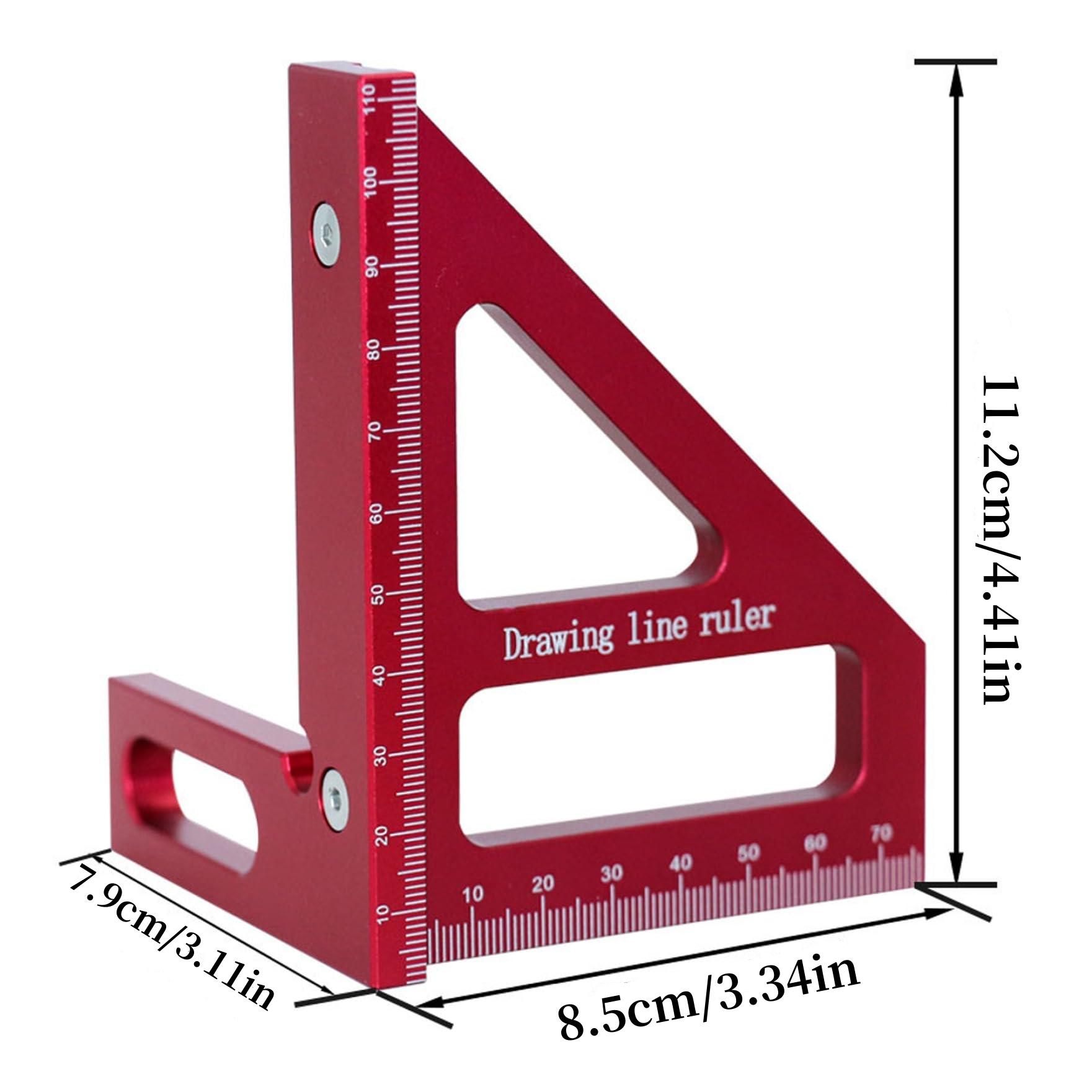Three-Dimensional Multi-Angle Measuring Ruler, 45/90 Degree Aluminum Alloy Woodworking Square Protractor, High Precision Layout Tool, Caliper Type, Drawing Line Ruler