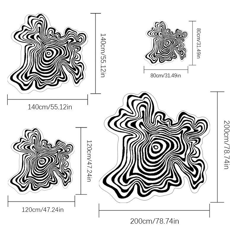 1 Piece of Abstract Black and White Striped Carpet Large-area Special-shaped Living Room Plush Rug Modern Minimalist Bedroom Decor Bedside Carpet Home Cloakroom Dresser Carpet Washable Entry Door Anti-slip Floor Mat Abstract Rugs