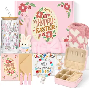 Easter Gifts for Teens Girls - Easter Basket Stuffers for Girls, Bunny Gift Ideas Set of 9 for Teens Daughter Adults with Cup, Jewelry Box, Bracelet, Keychain