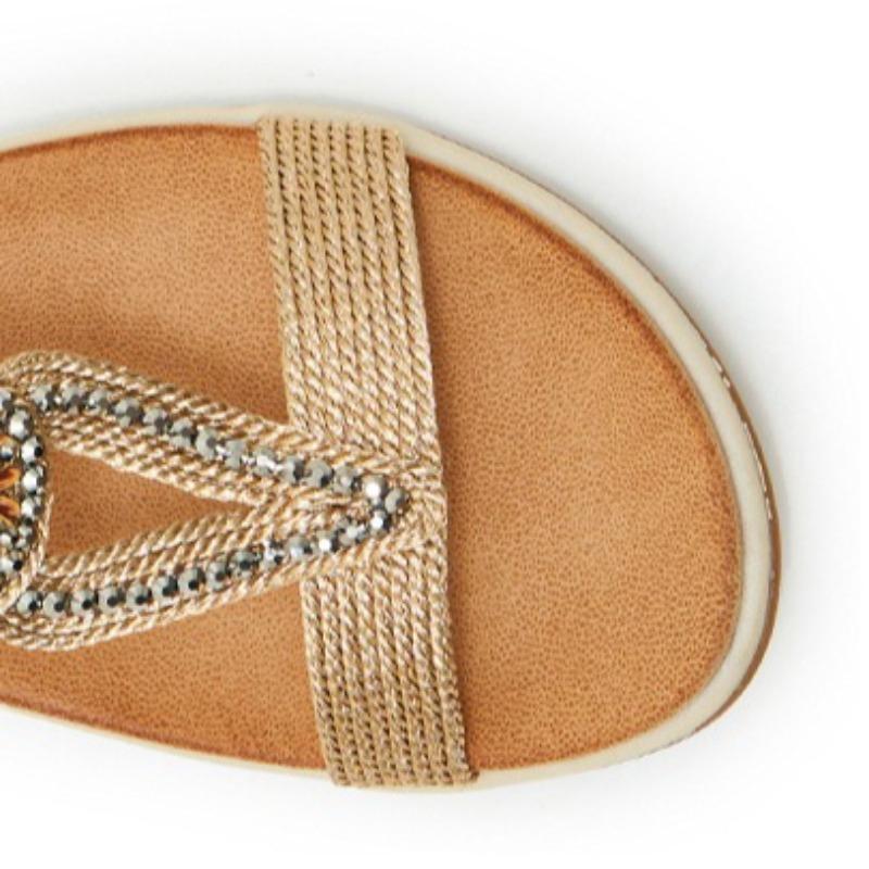 Women’s Boho Beaded T-Strap Sandals, Elastic Slingback Non-Slip TPR Soft Platform Summer Daily Beach Sandals