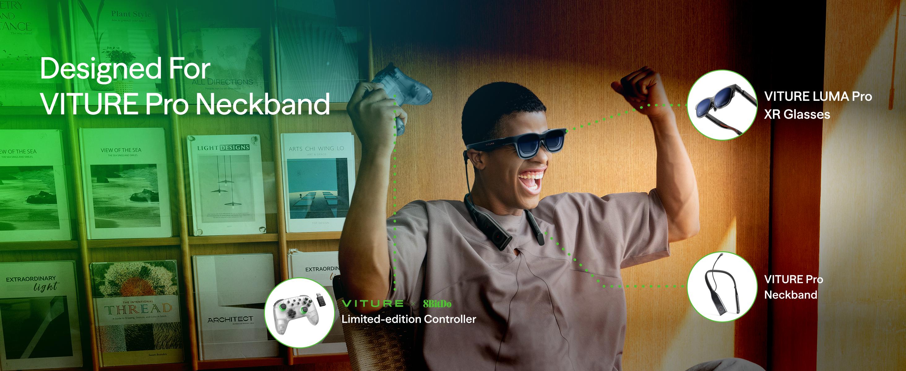 VITURE × 8BitDo Ultimate 2C 3-Mode Wireless Gaming Controller for Neckband, Android & Windows | Xbox Layout | Hall Effect Joysticks | Linear Triggers | L4/R4 Mapping | Wired, Bluetooth & 2.4G