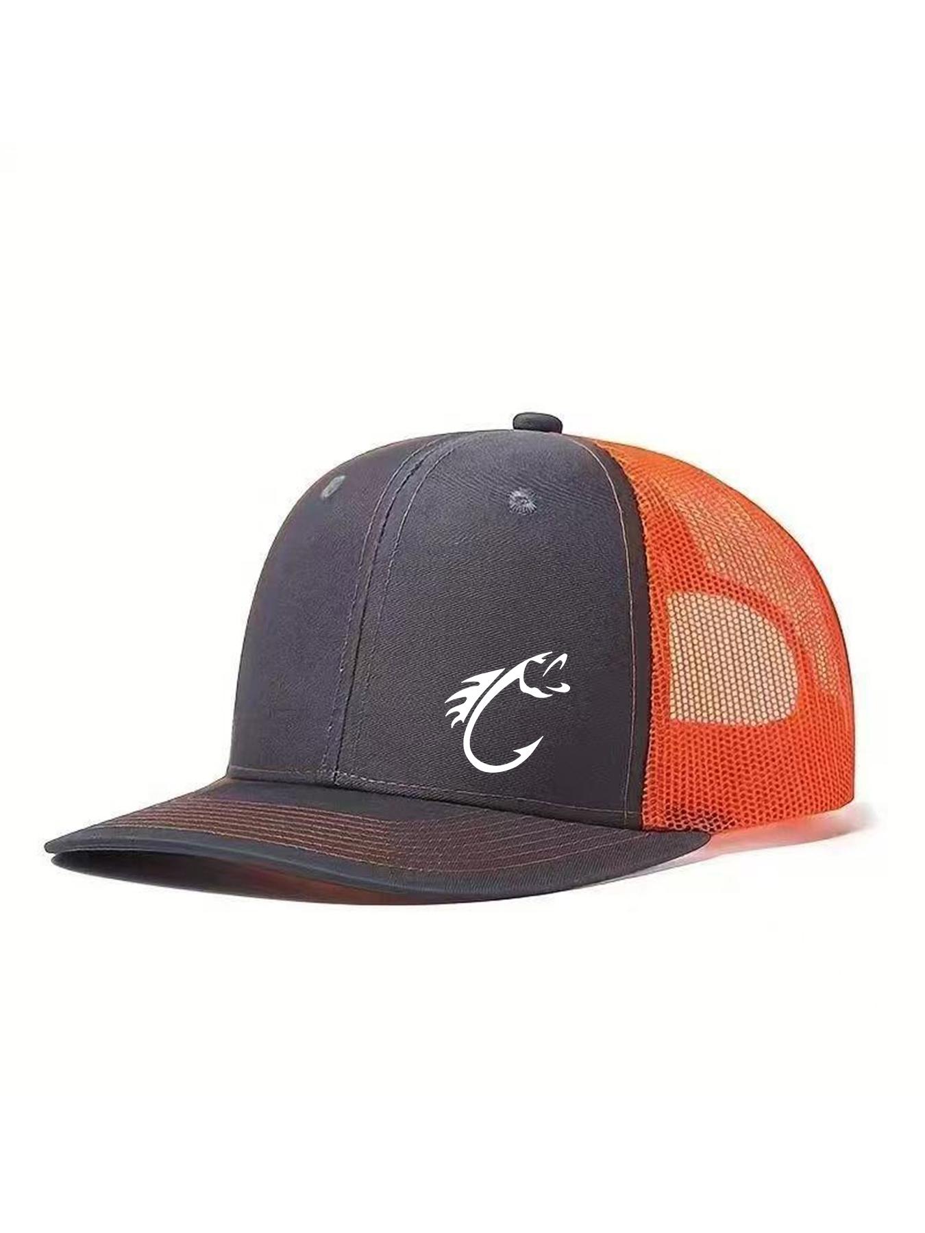 Neutral Fish Hook Pattern Printed Baseball Cap, Outdoor Fishing Cap, Adjustable Mesh Design, Casual Style Suitable for Outdoor Activities, Snapback Trucker Hats