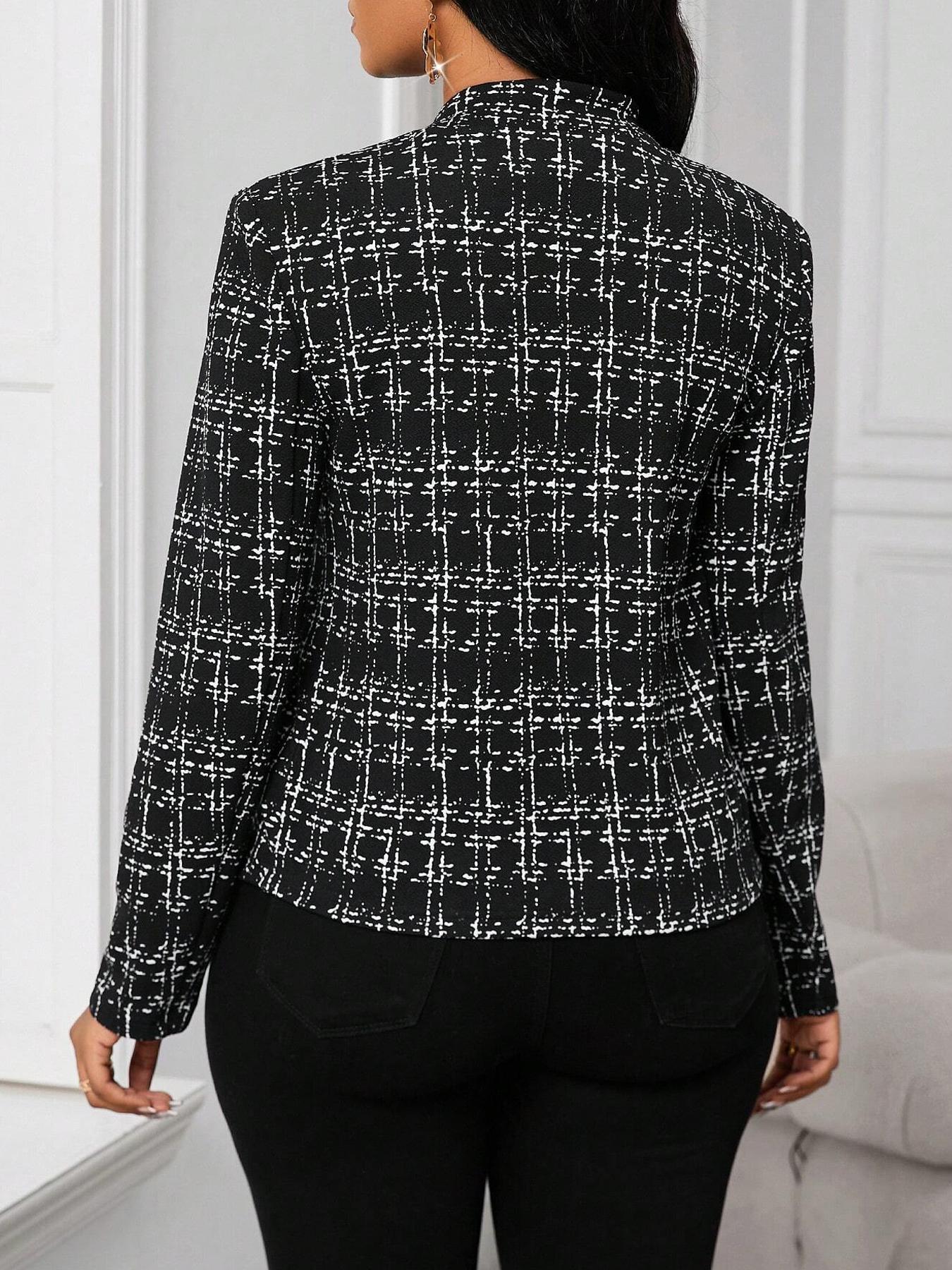 Women's Fall Winter Elegant Casual Plaid Print Front Button Fitted Blazer Jacket, Stylish Style Outerwear for Ladies, Perfect for Daily Wear