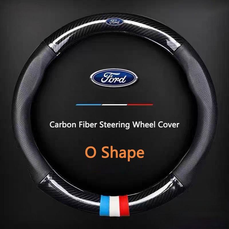 Carbon Fiber Ventilated Steering Wheel Cover for Ford Models, Compatible with St Mondeo F150 Fusion Mustang Explorer Escape Edge Fiesta Focus Kuga Ranger