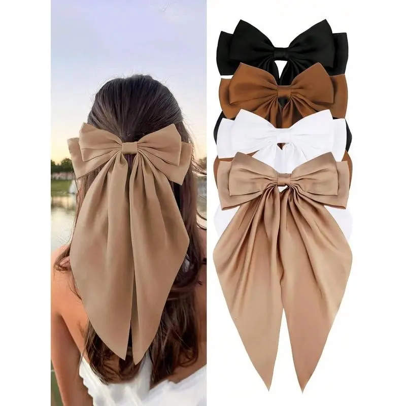 Women's Bow Hair Clip Multicolor Polyester Ribbon Binder Clip Knot Party Hair Accessories for Casual Hairstyles Valentine's Day Ponytail Barrettes