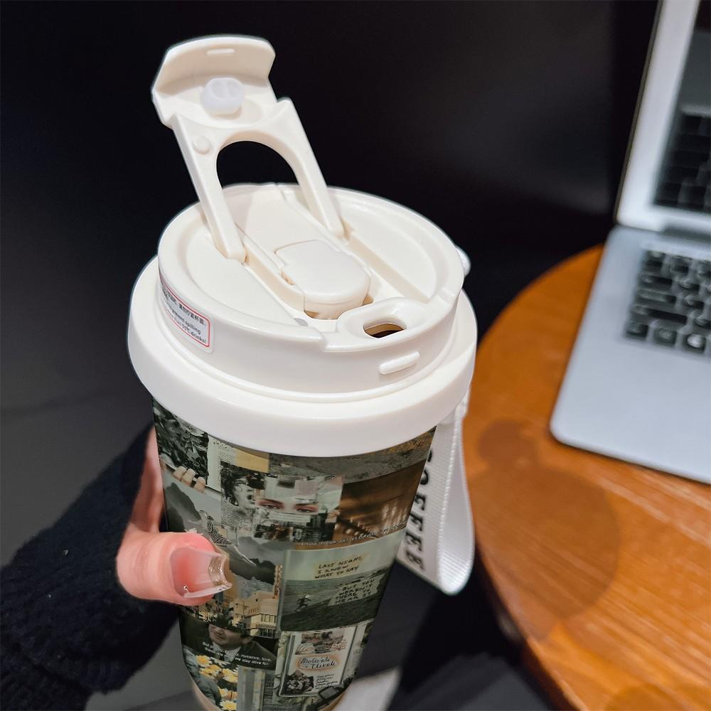 Abstract Pattern Coffee Cup, Portable Dual Drink Insulated Tumbler, Keeps Warm/cold, Stylish, Ideal for Office, Travel, Sports, Golf