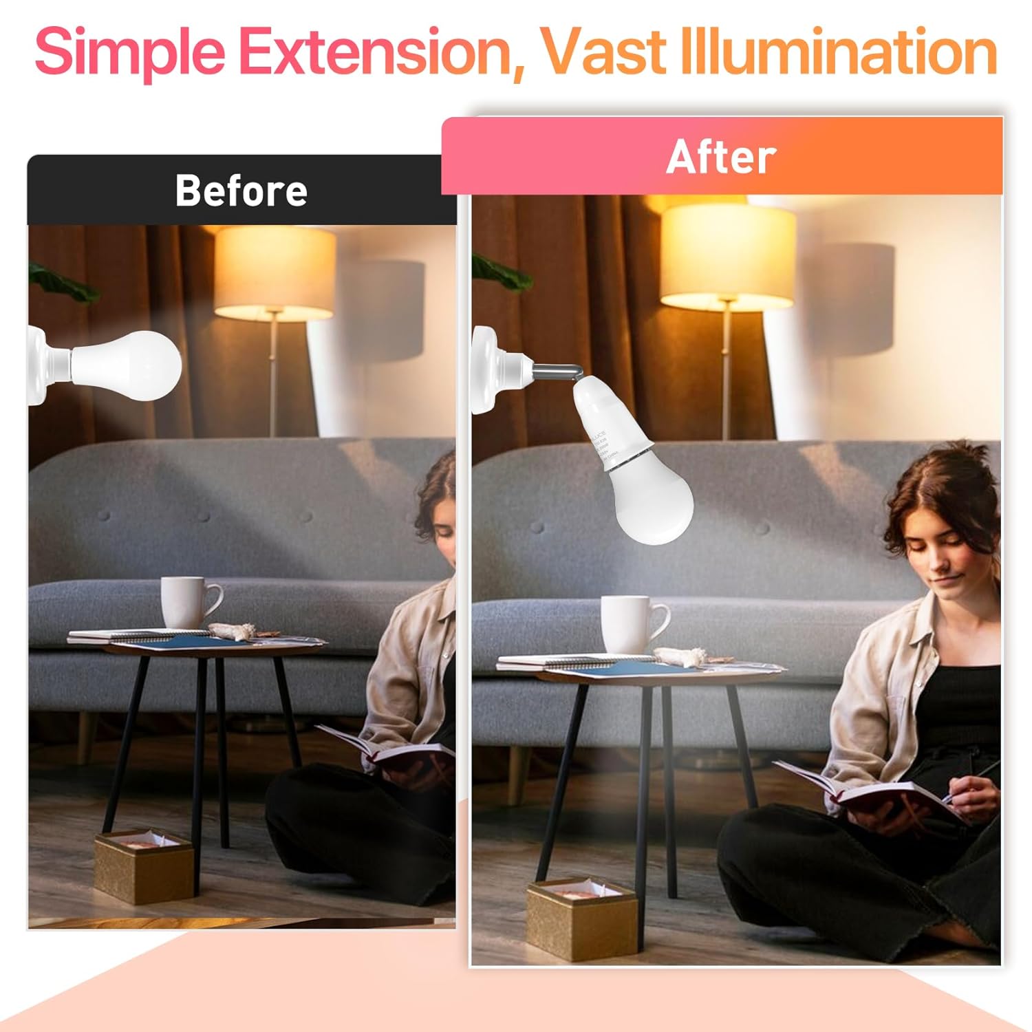 2 Pack E26 Light Socket Extender - Standard Medium Base Adapter, Adjustable 180° & 360°, Bulb Adapter Converter Max 200W, 0-250V 2 Pack E26 Light Socket Extender - Standard Medium Base Adapter, Adjustable 180° & 360°, Bulb Adapter Converter Max 200W, 0-250V