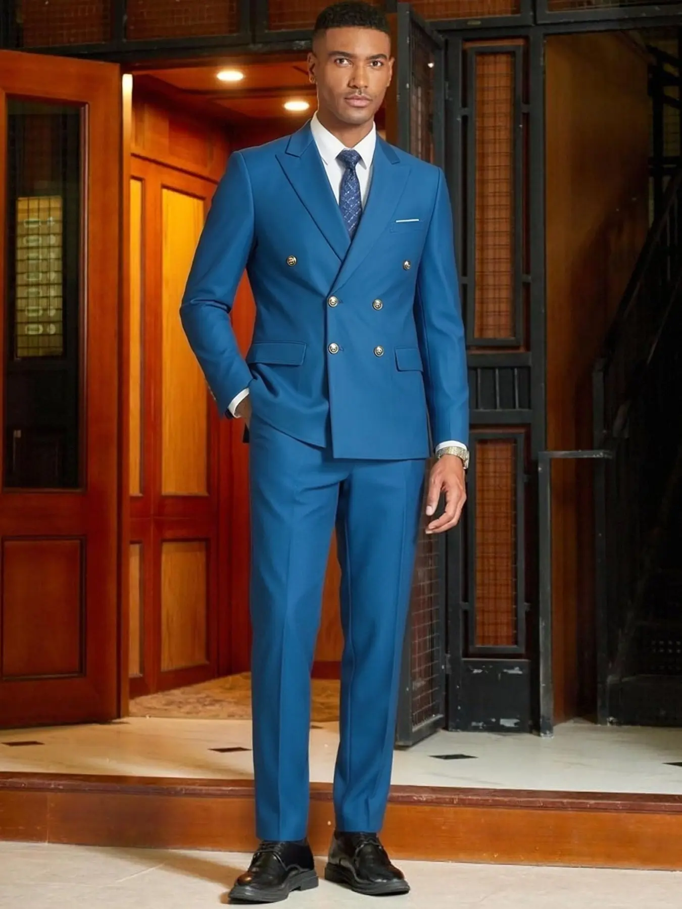 Male fashionable business tailored double-breasted suit Men's.Suit 2pcs Set, Including Jacket And Trousers, Fashionable Formal Wear, Suitable for Parties, Gatherings And Weddings Office professional business suits formal attire