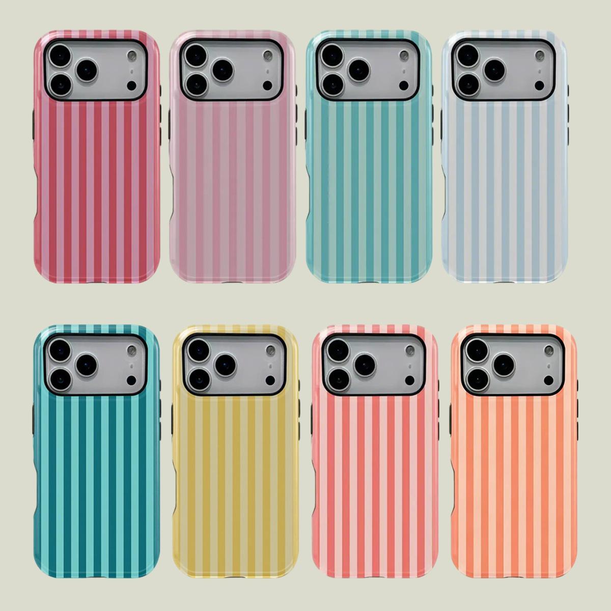 1PC Striped Print Phone Case For Summer, Rugged Shockproof 2in1 Protective Shell for iPhone 17 16 15 14 13 12 Pro Max, Samsung Galaxy S26 S25 S24 S23 Ultra Series Holiday Gift Minimalist Fashion Case Cover, Accessories, Multi-Model, One-Piece