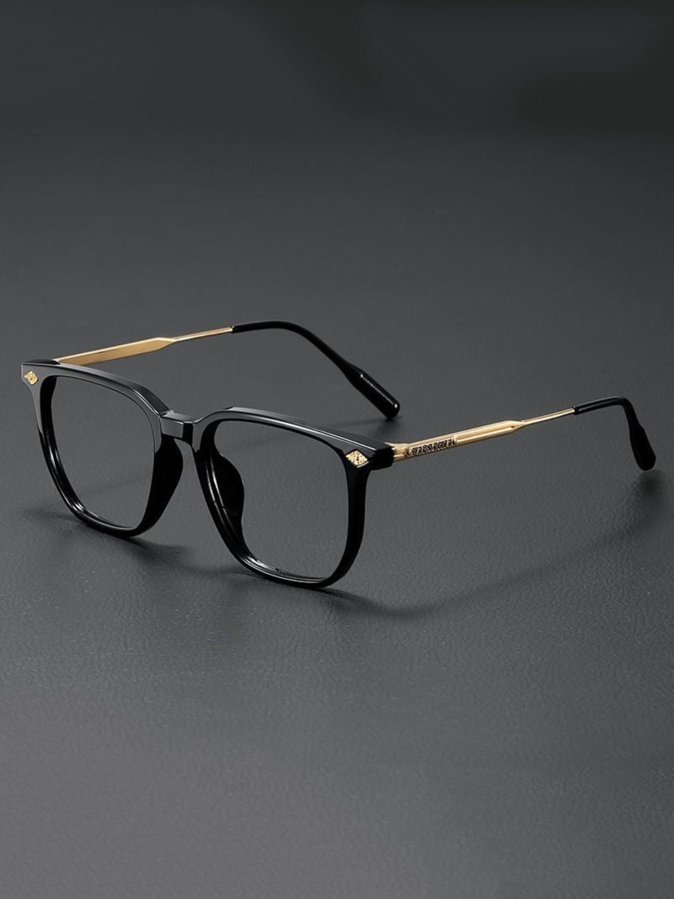 Vintage Trendy Classic Blue Light Blocking Business Punk Square Frame Decorative Glasses, Perfect for Everyday Wear for Both Men And Women, And an Ideal Gift Choice