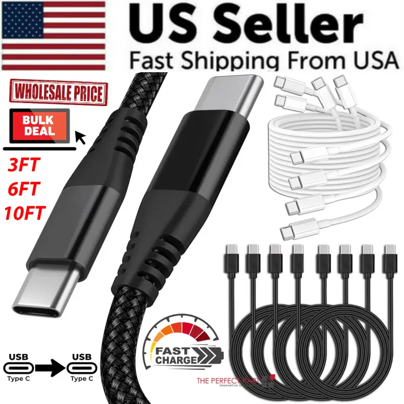 Braided USB C Type-C Fast Charging Data SYNC Charger Cable Cord
