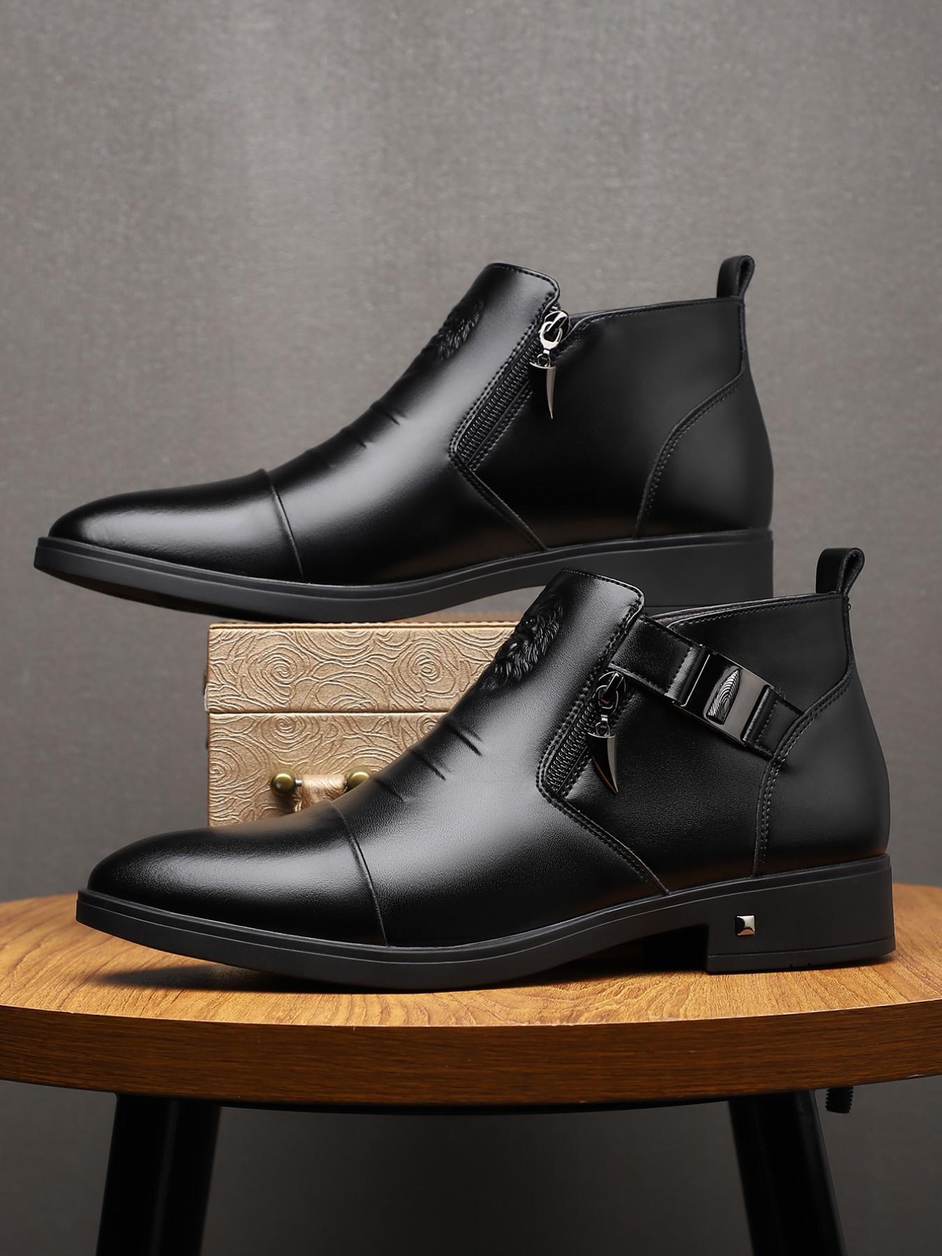 Men's Casual Boots Daily Wear, Rubber Sole PU Leather Upper, Comfortable and Stylish Footwear for Everyday Use