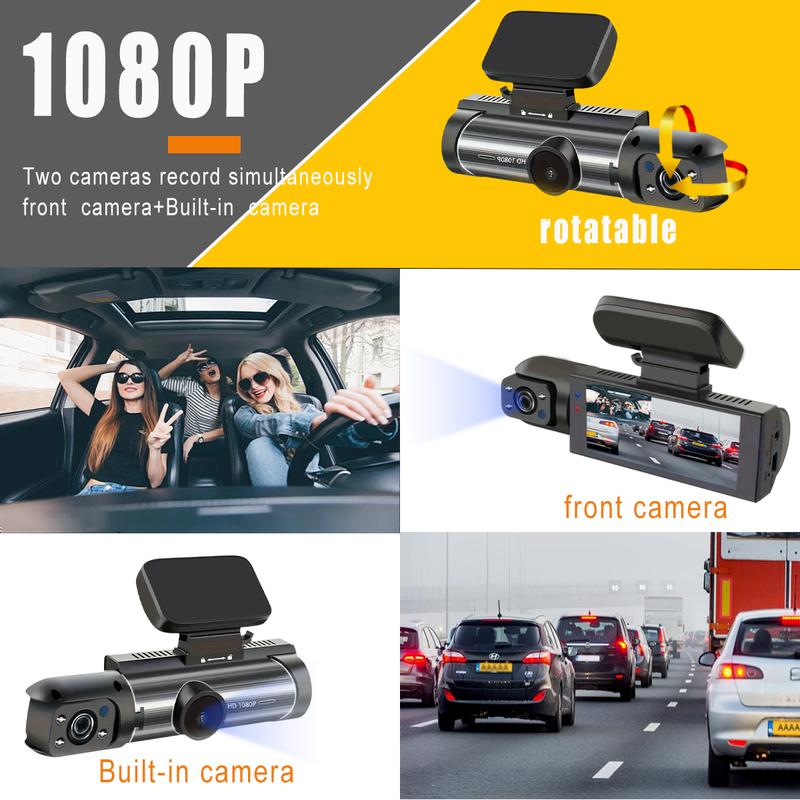 Front & Rear Dashcam, With WI-FI,1 Count Dash Camera for Car, Wide Angle Car Driving Recorder with IR Night-Vision G Sensor, 3.16 Inch IPS Screen 1080P HD Camera with Dual Lens, Fall Gift, Birthday Gifts