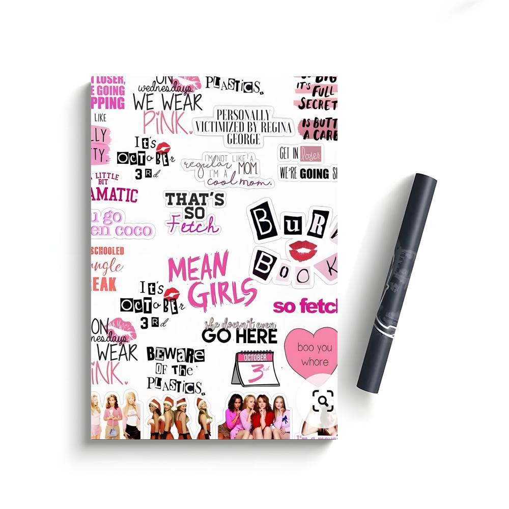 Mean Girls Movie Frameless DIY Sticky Poster Self-Adhesive Waterproof Art Sticker, Aesthetic Minimalist Wall Poster for Coffee Shop, Bar & Home Room Decor