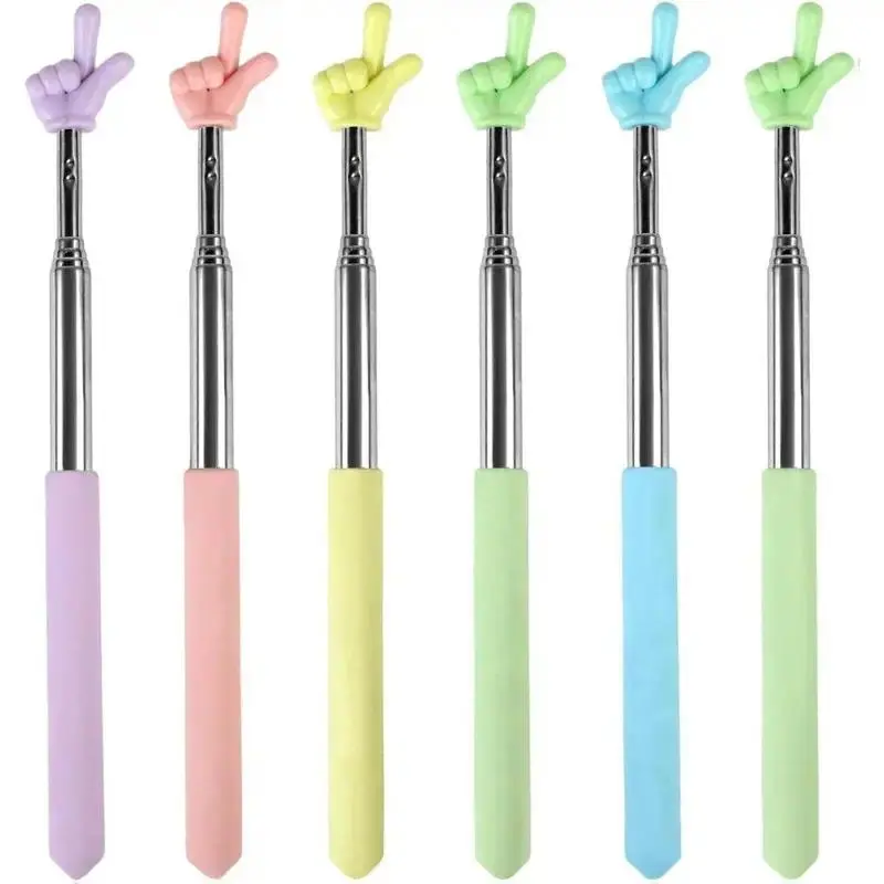 6PCS Pointer Finger Stick, Extendable Colorful Finger Pointer Stick, Mini Retractable Teacher Pointer for Presentation, Whiteboard, Blackboard, Classroom Supplies(5 Color)
