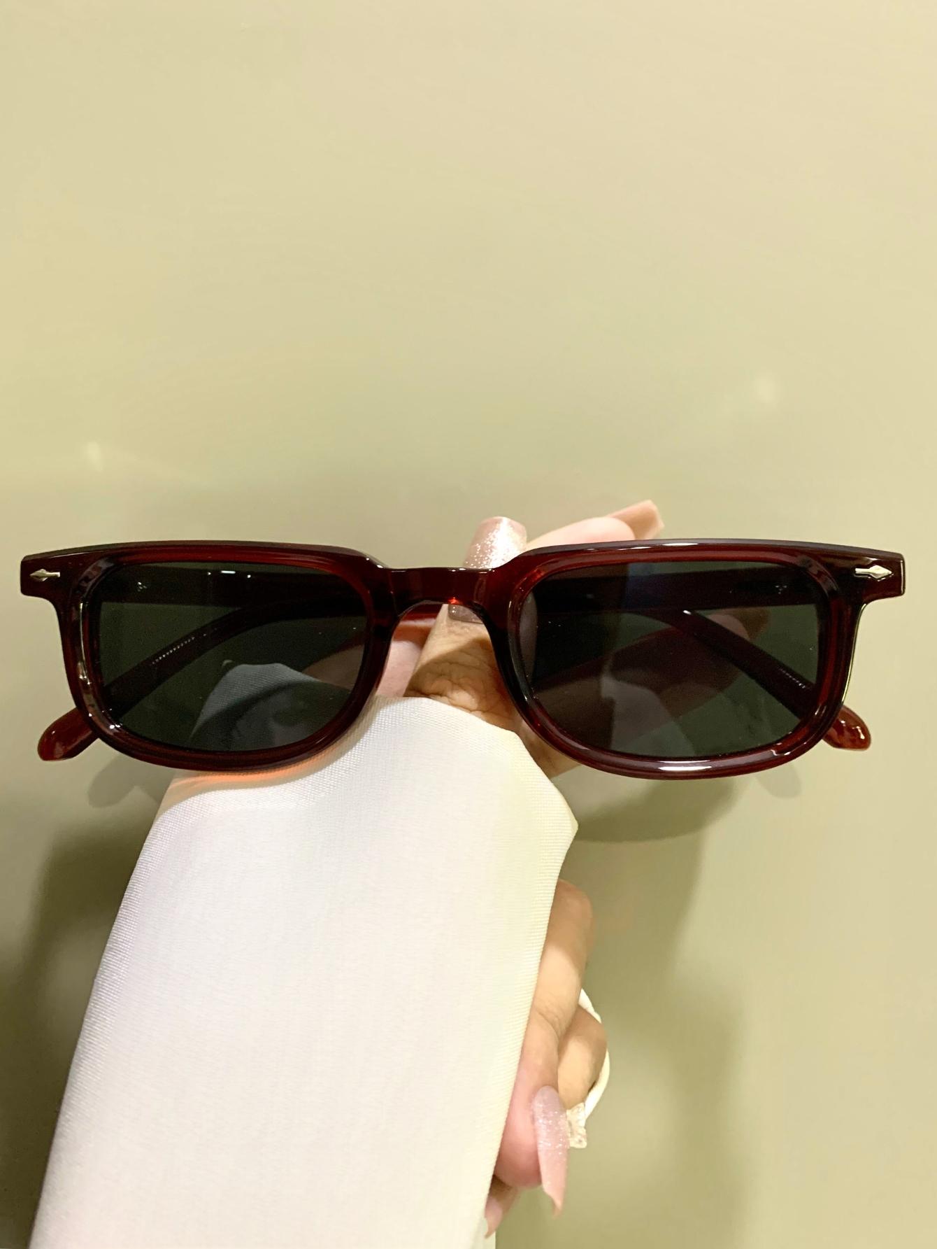 Rectangular Narrow Frame Glasses, Retro Fashion Trend Decorative Eyeglasses for Men and Women, Novelty Metal Hinges